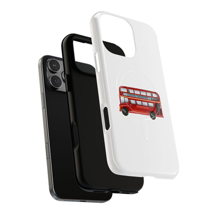 London Bus Tough Magnetic Case, iPhone Protector, Unique Phone Cover, Gifts for Travelers, Durable Mobile Case