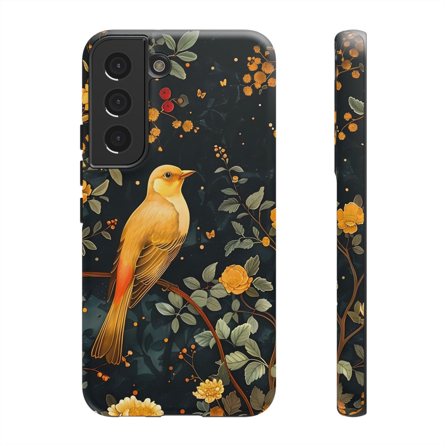 Floral Phone Case, Tough Cases with Bird Design, Nature Lover Gift, Stylish Protection, Birthday Present, Floral Phone Cover