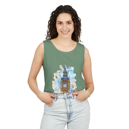 Unisex Garment-Dyed Tank Top - Iconic Big Ben Illustration Wall Decor