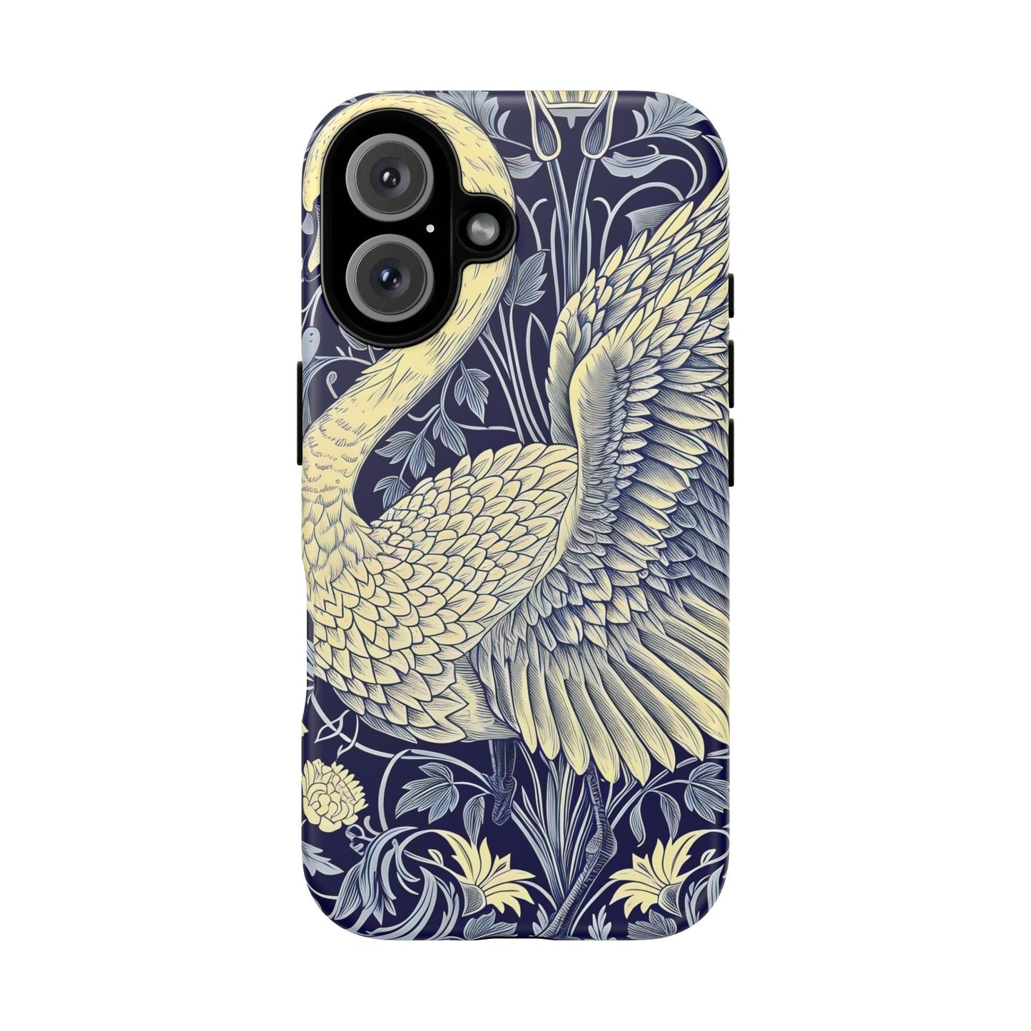 Elegant Swan Phone Case, Floral Design, Tough Cases for Gift, Stylish Protection, Unique Phone Accessory, Modern Floral Art