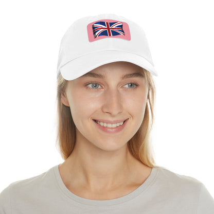 Union Jack Leather Patch Dad Hat, Casual Cap, Gift for Father's Day, British Flag Hat for Men, Stylish Outdoor Hat