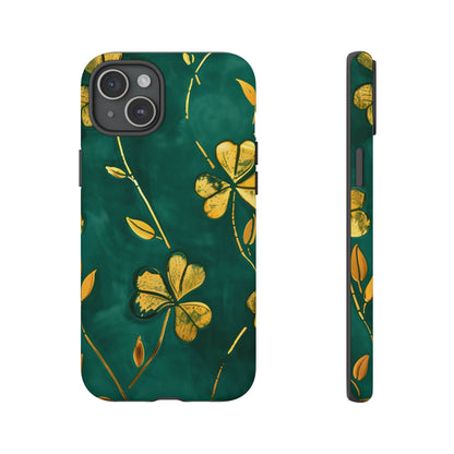 Floral Phone Case with Gold Accents, Tough Phone Cover, Stylish Phone Protector, Unique Gift for Her, Nature Lover Accessory