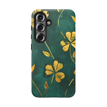 Floral Phone Case with Gold Accents, Tough Phone Cover, Stylish Phone Protector, Unique Gift for Her, Nature Lover Accessory