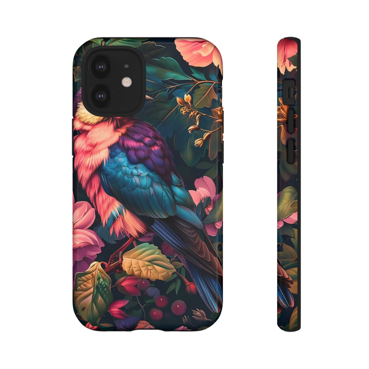Vibrant Phone Case, Tropical Bird Design, Tough Phone Cover, Floral Tech Accessory, Gift for Nature Lovers