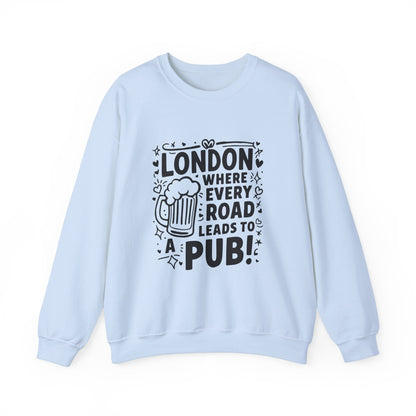 Unisex Heavy Blend™ Crewneck Sweatshirt Cozy - Every Road Leads to pub