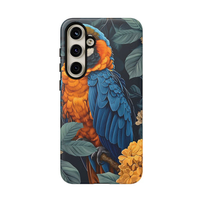 Tropical Parrot Phone Case - Tough Cases, Colorful Phone Cover, Nature Lover Gift, Floral Design, Bird Lover Accessory
