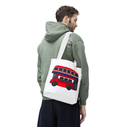London Bus Tote Bag | Reusable Grocery Bag, Eco-Friendly Shopper, Gift for Travelers, Red Double-Decker Bag, Fun Day Out Essentials