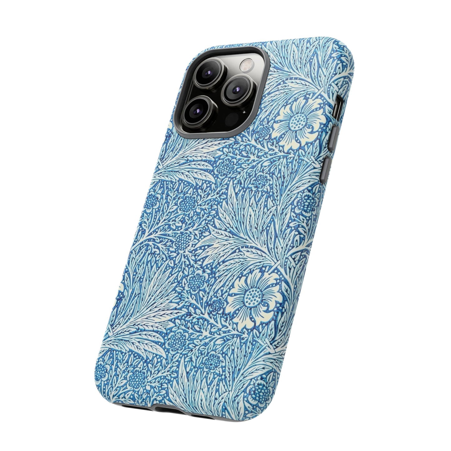 Stylish Phone Case, Tough Floral Phone Cover, Fashionable Tech Accessory, Gift for Her, Blue Flower Design