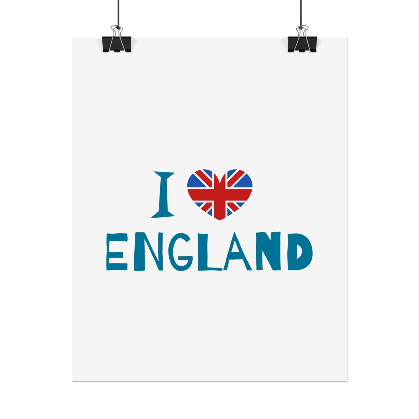 I Love England Rolled Poster - UK Travel Decor, Gift for Britains, Wall Art for Home, London Souvenir, Love England