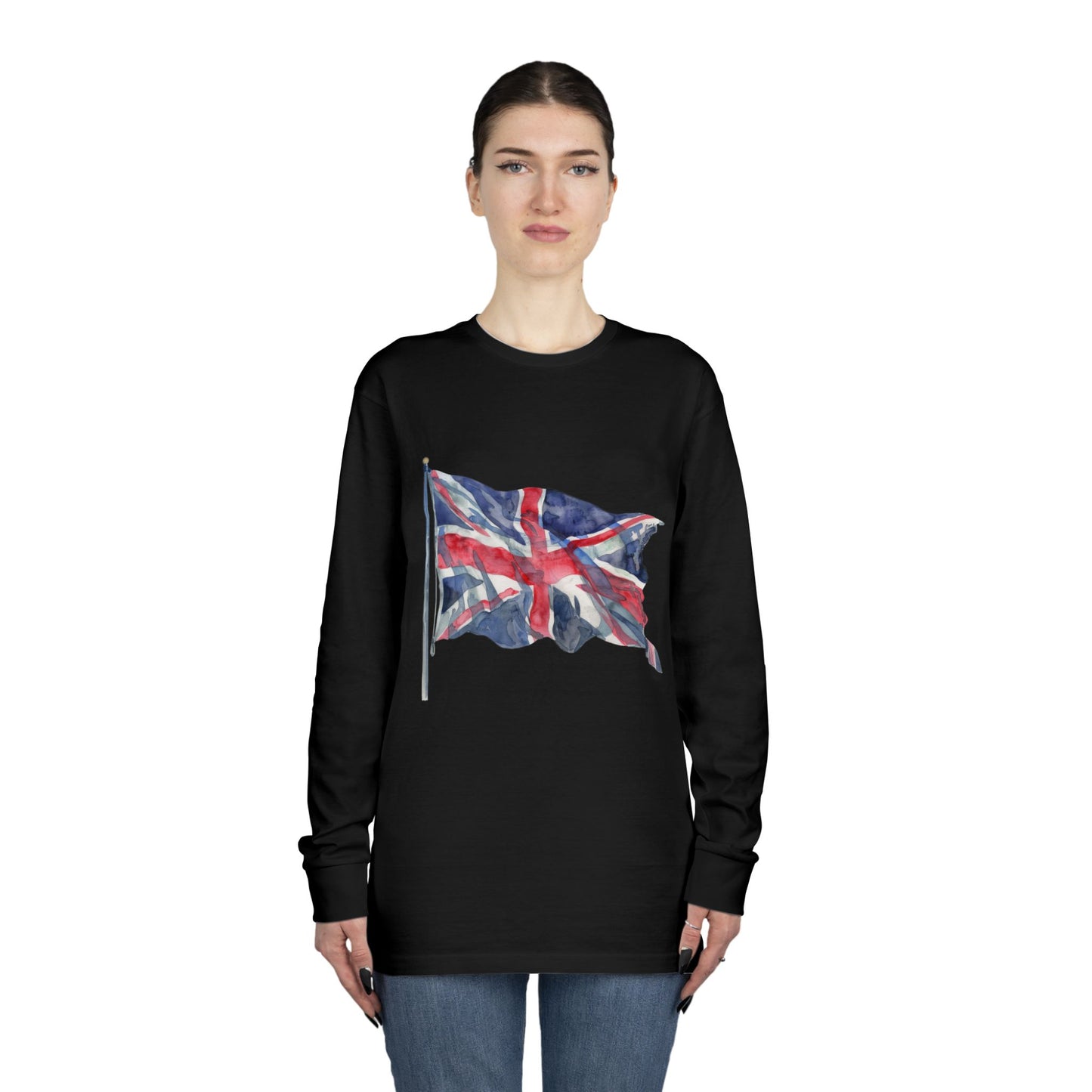 Long Sleeve Crewneck Tee - Iconic British Flag