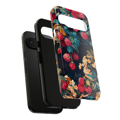 Floral Phone Case with Berry Design, Durable Phone Cover, Floral Print, Gift for Plant Lovers, Nature-Inspired Accessory