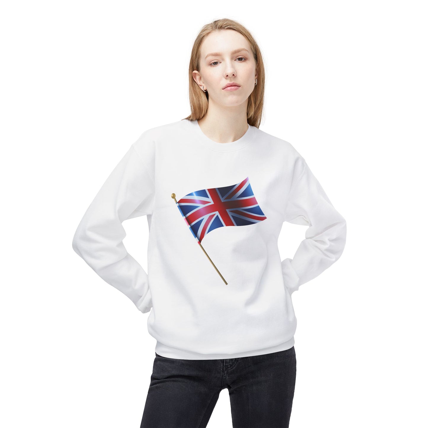 Unisex Midweight Softstyle Fleece Crewneck Sweatshirt - Classic UK Flag Design