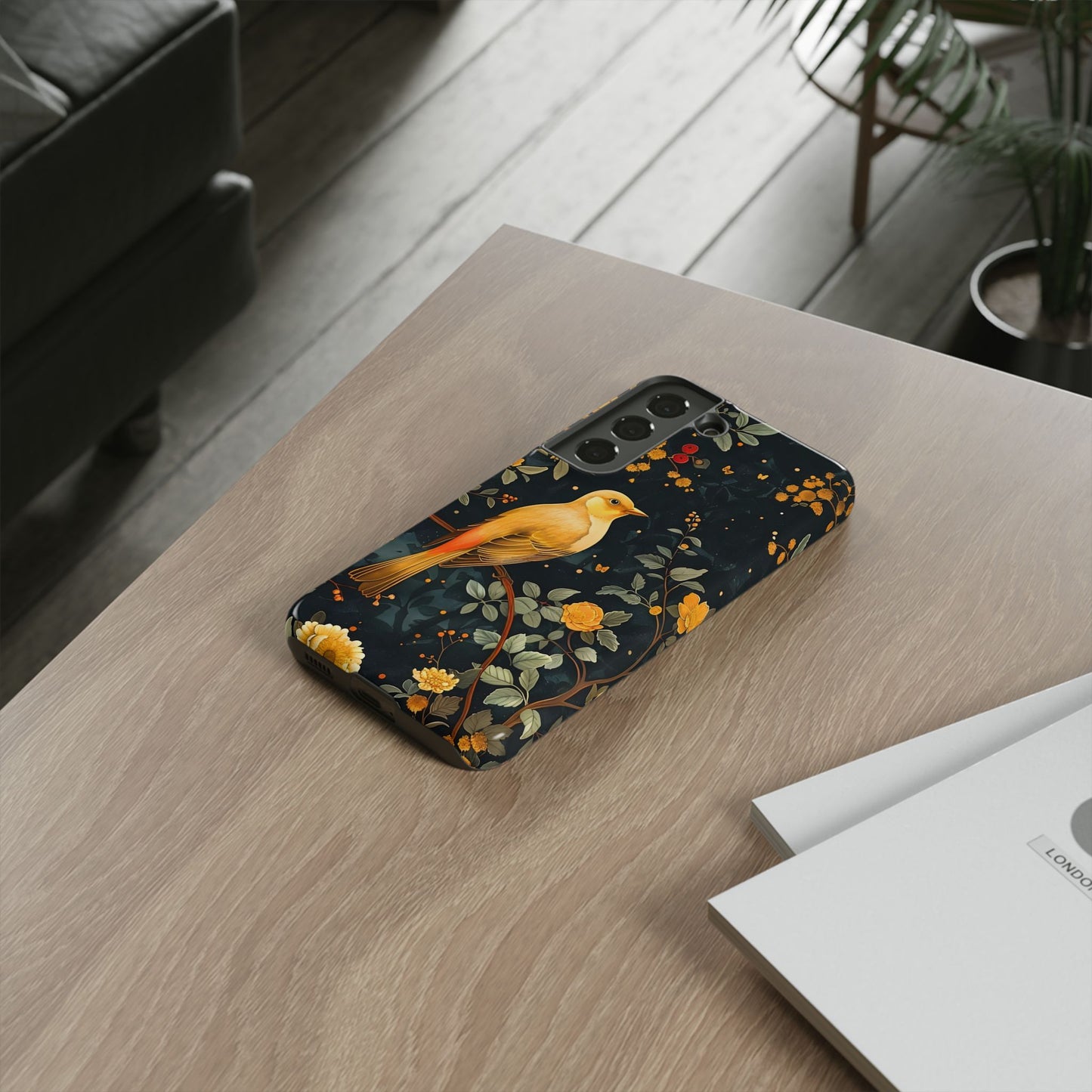Floral Phone Case, Tough Cases with Bird Design, Nature Lover Gift, Stylish Protection, Birthday Present, Floral Phone Cover