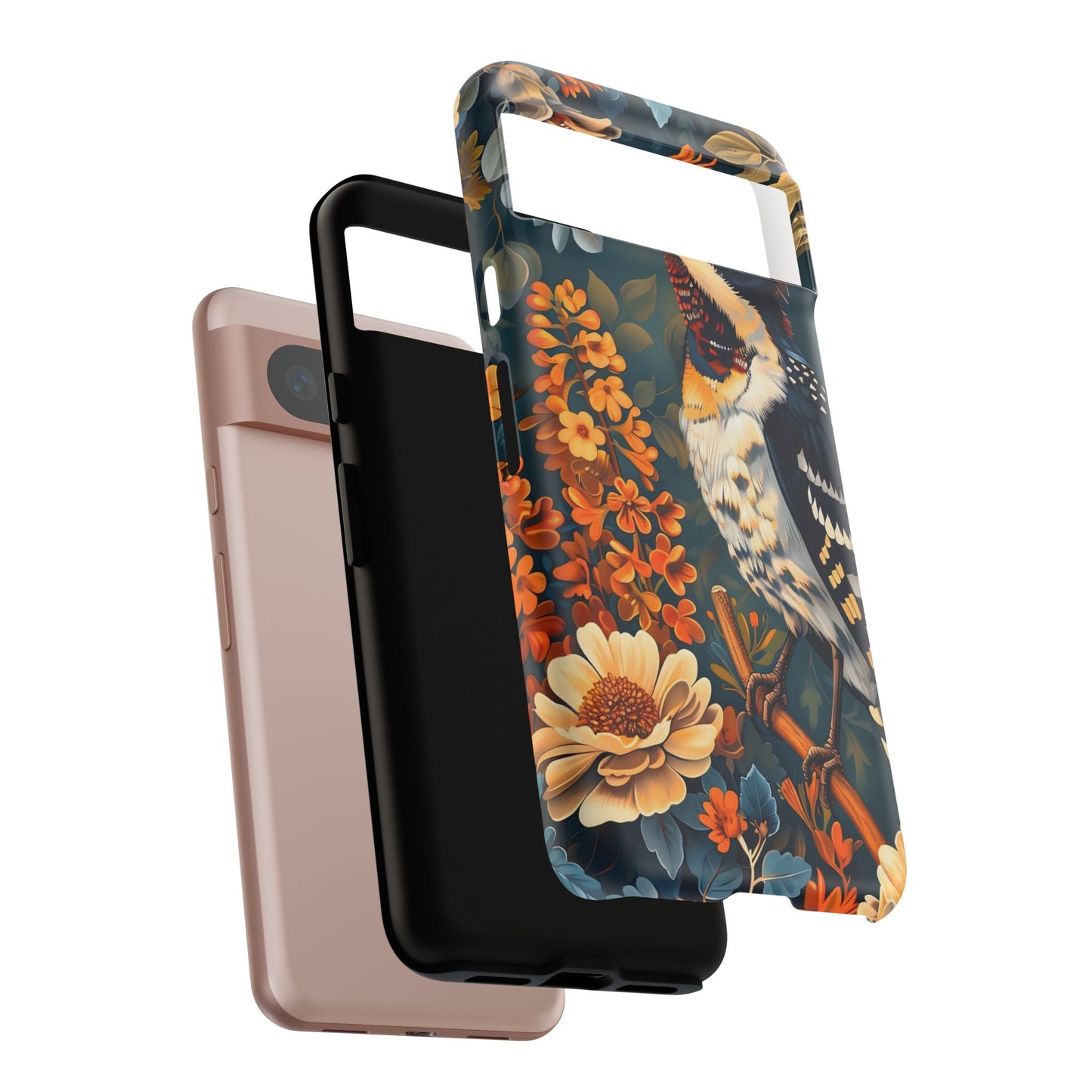 Tough Cases: Floral Bird Phone Case, Vintage Style Cover, Nature Lover Gift, Botanical Design, Spring Inspire Fashion
