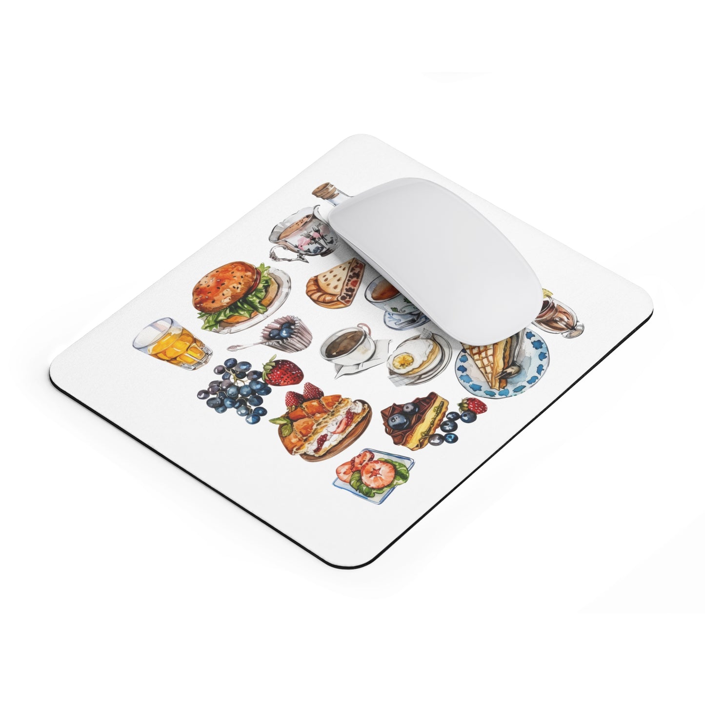 Breakfast Food Mouse Pad, Kitchen Decor, Gift for Foodies, Office Supplies, Cute Desk Accessory, Food Illustration