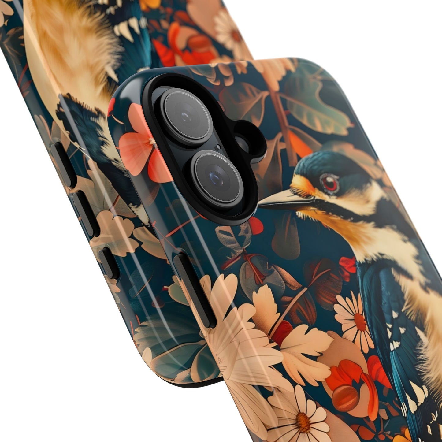Artistic Bird Phone Case, Unique Tough Cases for Nature Lovers, Floral Design, Cute Gift, Customized Phone Accessories