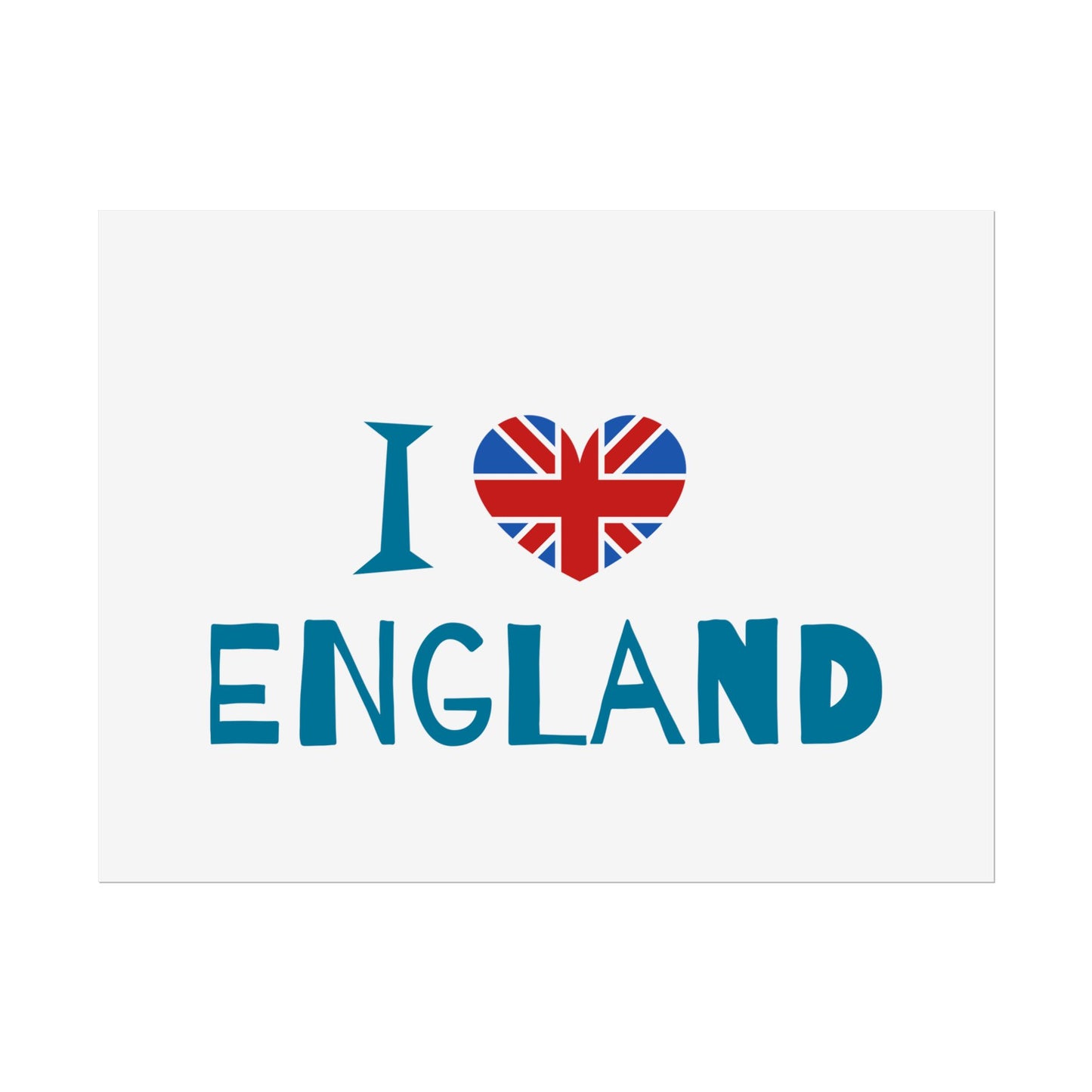 I Love England Rolled Poster - UK Travel Decor, Gift for Britains, Wall Art for Home, London Souvenir, Love England