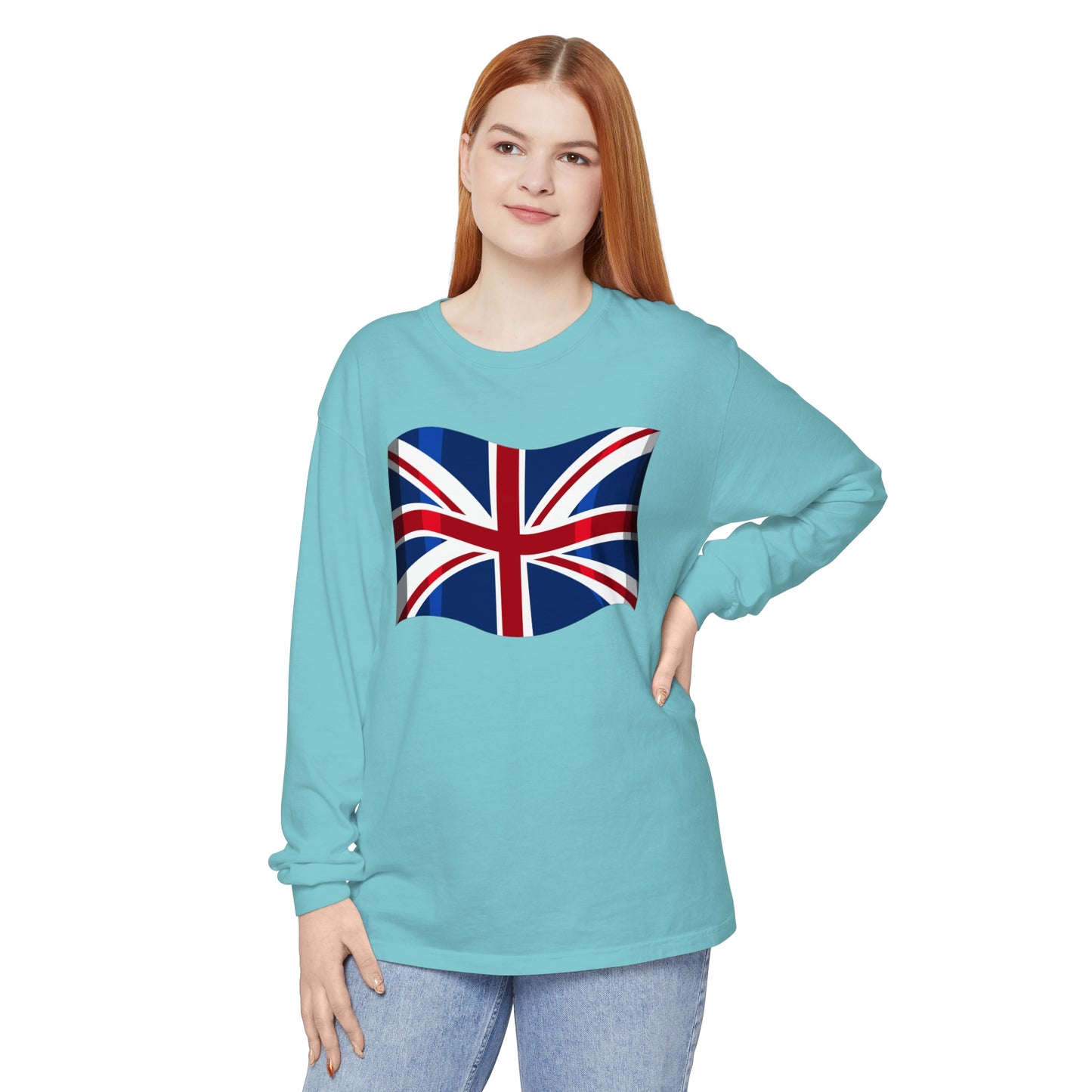 Unisex Garment-dyed Long Sleeve T-Shirt - British UK flag