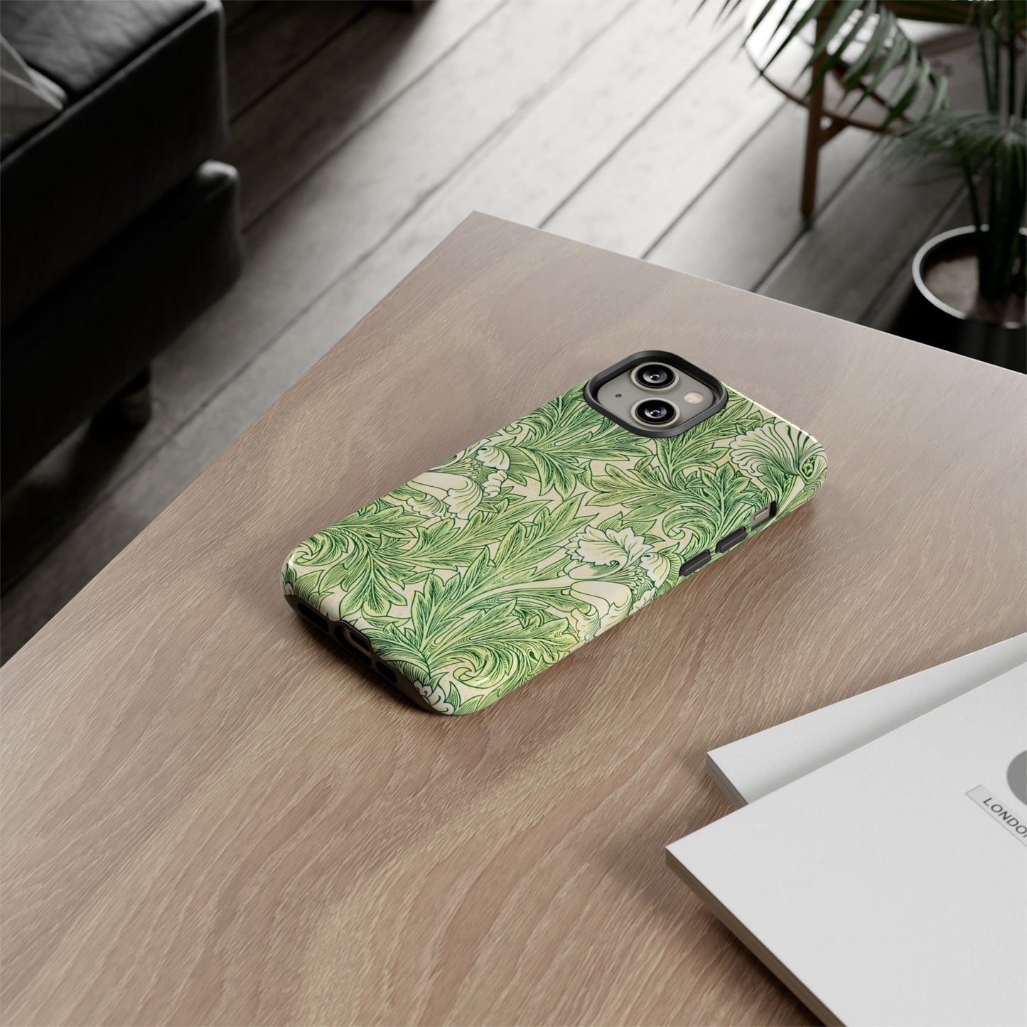 Green Floral Phone Case, Botanical iPhone Cover, Tough Phone Shell, Nature-inspired Gift, Eco-friendly Tech Accessory