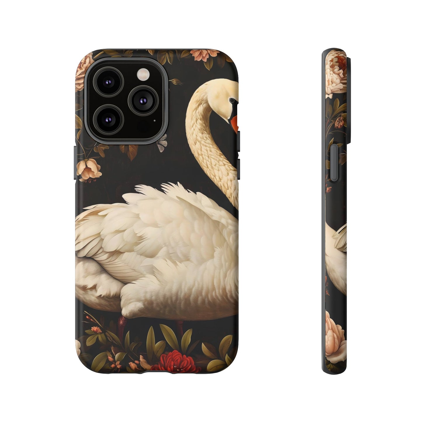 Elegant Swan Phone Case, Floral iPhone Cover, Tough Phone Case, Gift for Her, Nature Lover, Mother's Day, Birthday