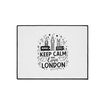 London-Themed Heavy Duty Floor Mat, Keep Calm and Love London Welcome Mat, Home Decor, Floor Fashion, Indoor/Outdoor Rug