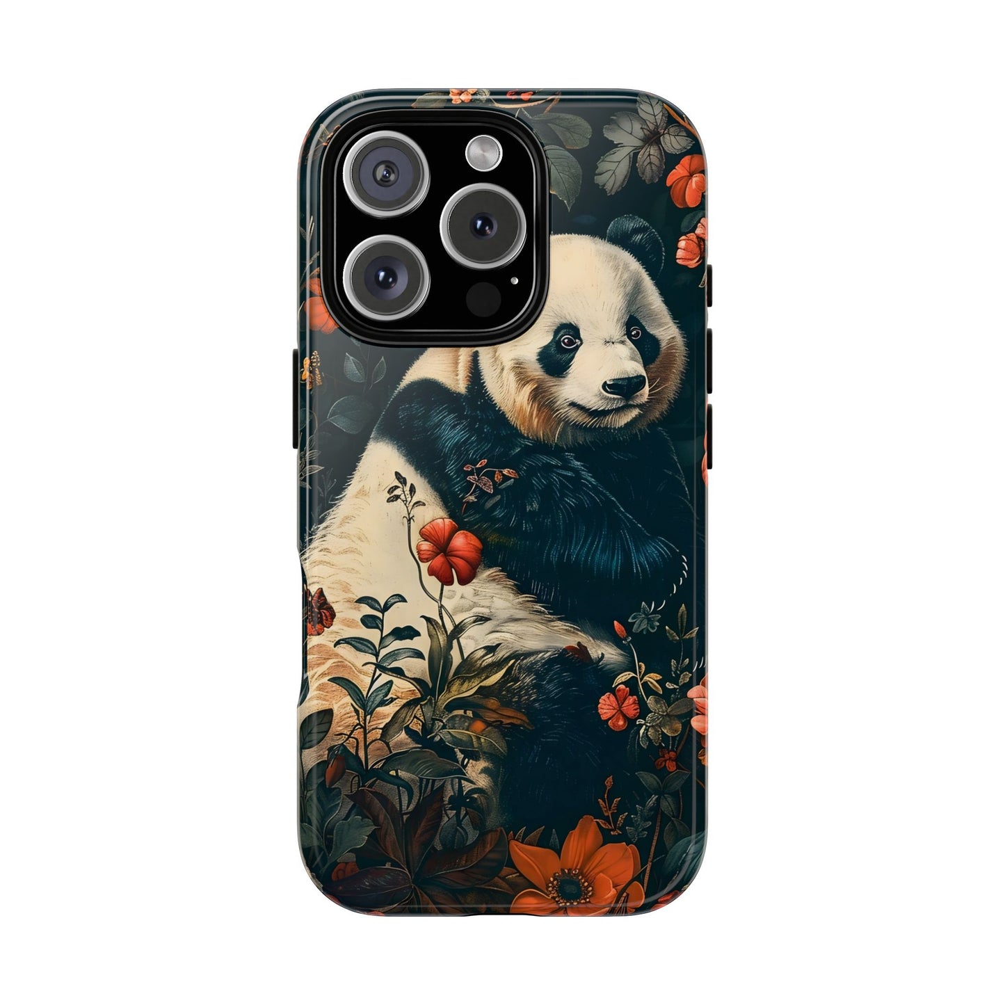 Panda Phone Case, Floral Design Phone Cover, Cute Panda Gift, Nature-Inspired Case, Animal Lover Accessory