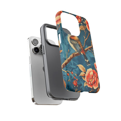 Bird & Floral Phone Case, Tough Cases for Nature Lovers, Gift for Her, Customizable Design, Vibrant Tech Accessories