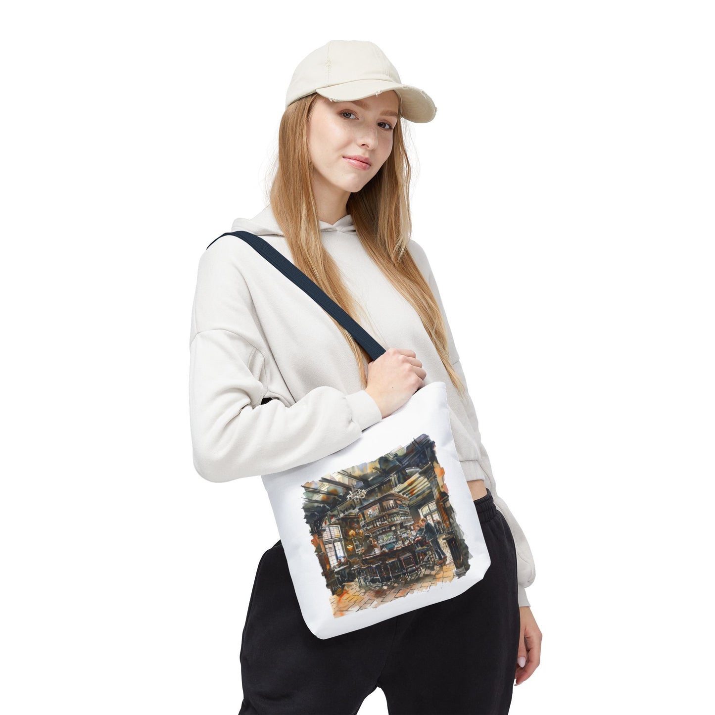 Cozy Coffee Shop Tote Bag | Art Tote for Cafe Lovers, Eco-Friendly Shopping Bag, Stylish Carry-All, Gift for Coffee Enthusiasts