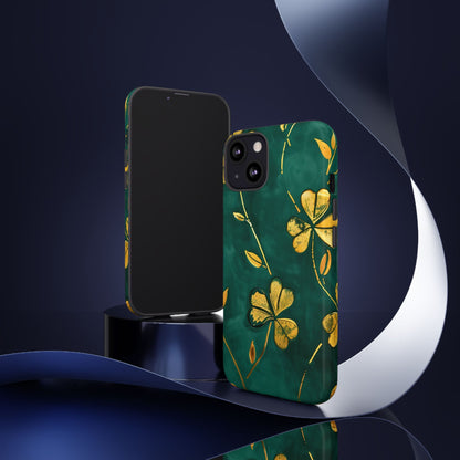 Floral Phone Case with Gold Accents, Tough Phone Cover, Stylish Phone Protector, Unique Gift for Her, Nature Lover Accessory