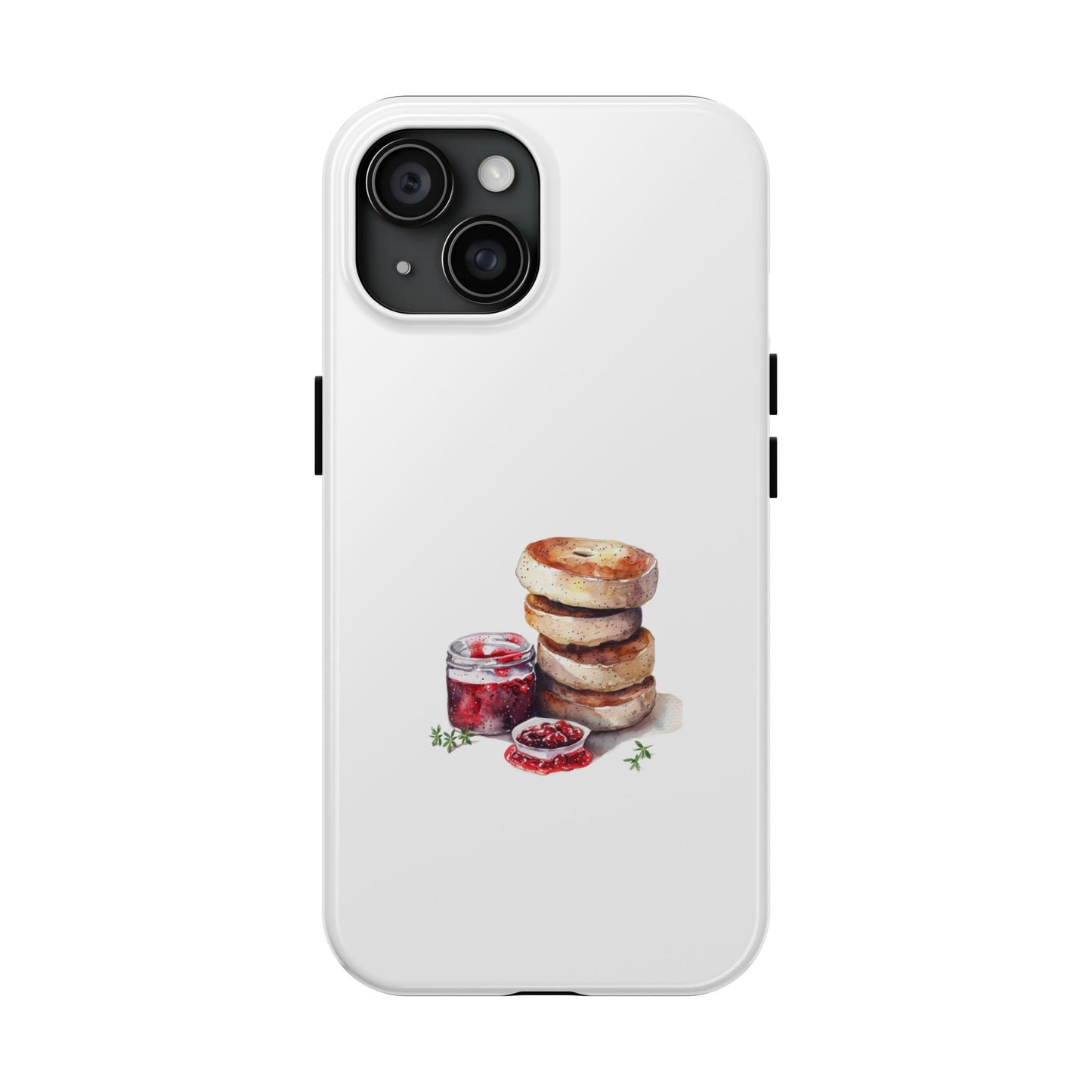 Artistic Bagel & Jam Phone Case - Tough, Durable Design for Food Lovers