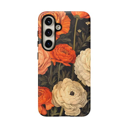 Floral Phone Case with Tough Protection, Blooming Ranunculus Design, Durable Cover, Gift for Flower Lovers, Eco-Friendly Phone Accessory