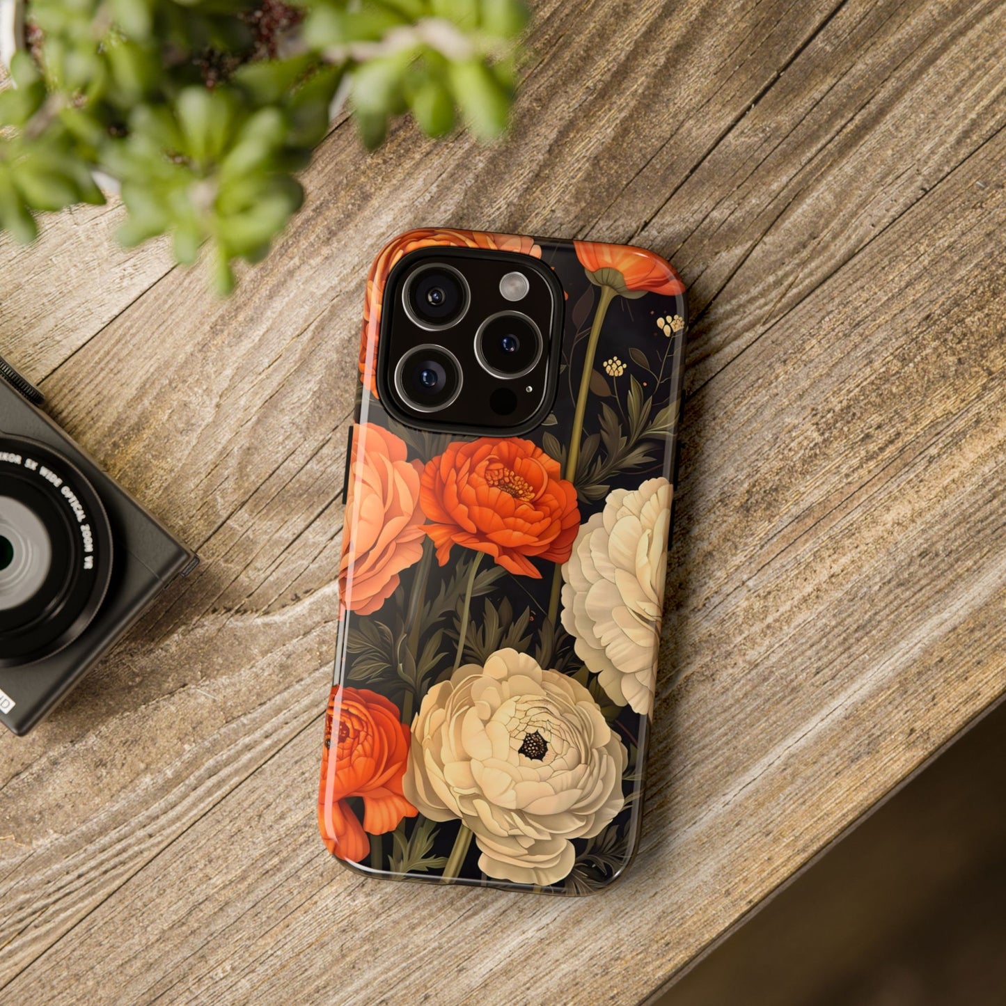Floral Phone Case with Tough Protection, Blooming Ranunculus Design, Durable Cover, Gift for Flower Lovers, Eco-Friendly Phone Accessory