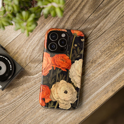 Floral Phone Case with Tough Protection, Blooming Ranunculus Design, Durable Cover, Gift for Flower Lovers, Eco-Friendly Phone Accessory