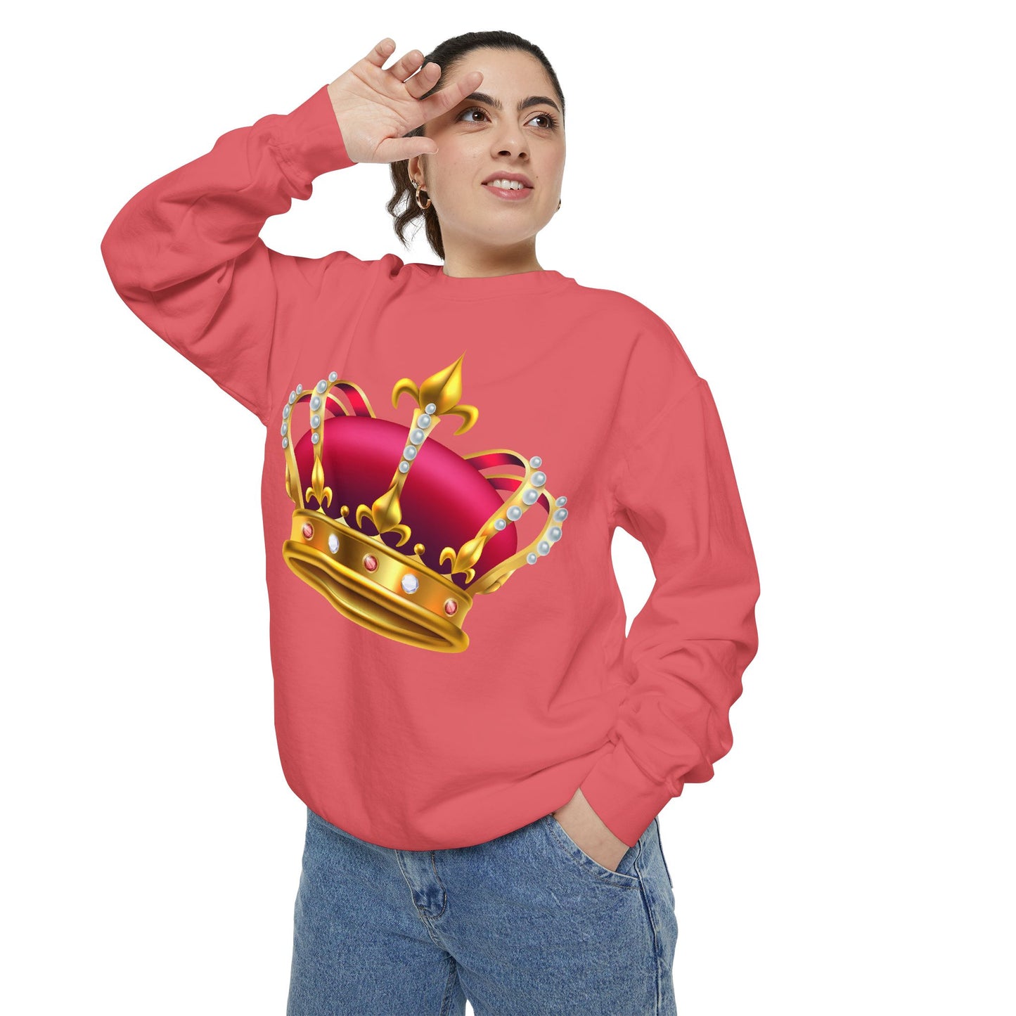Unisex Garment-Dyed Sweatshirt - British Royal Crown Design