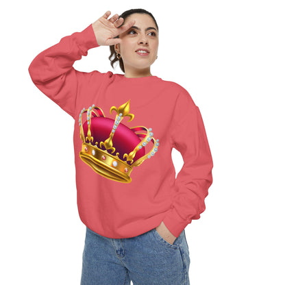 Unisex Garment-Dyed Sweatshirt - British Royal Crown Design