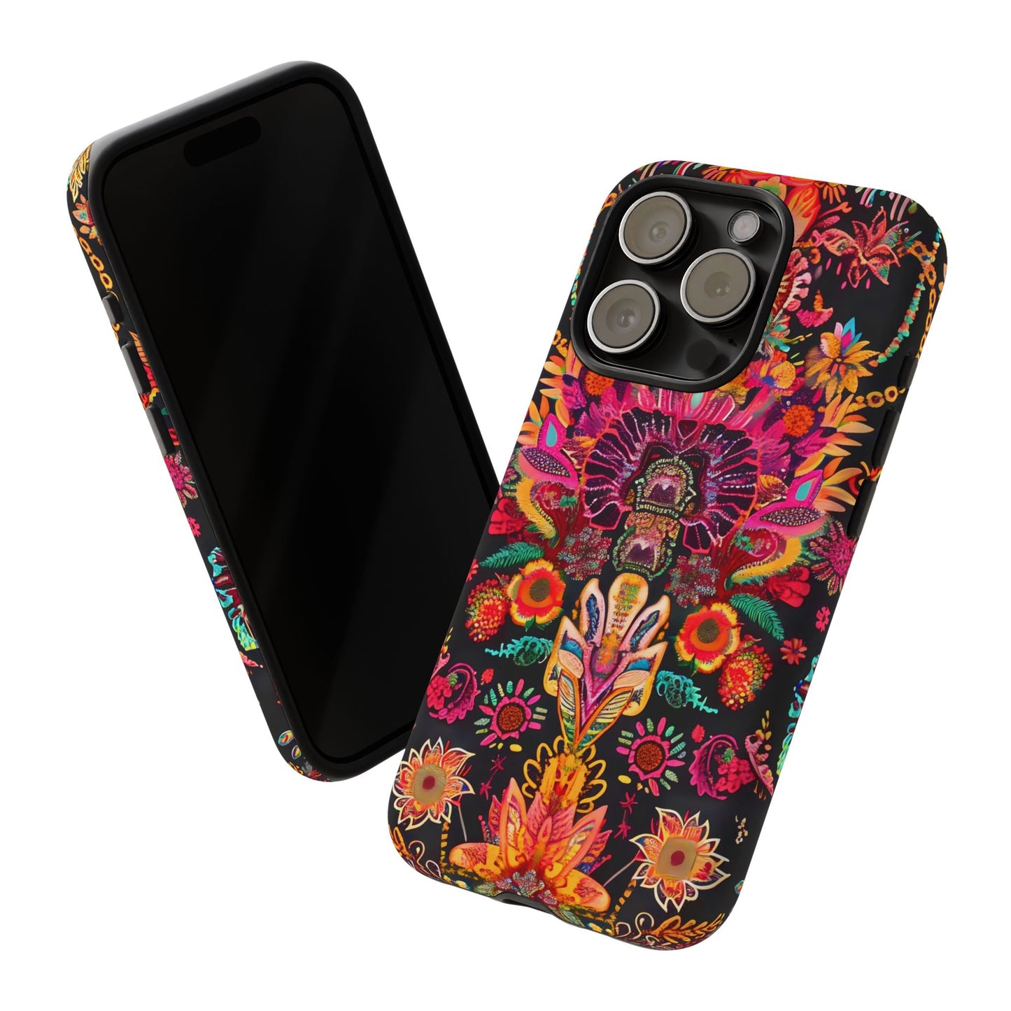 Colorful Floral Phone Case, Tough Cases, Unique Phone Cover, Boho Style Accessory, Gift for Her, Trendy Smartphone Protection
