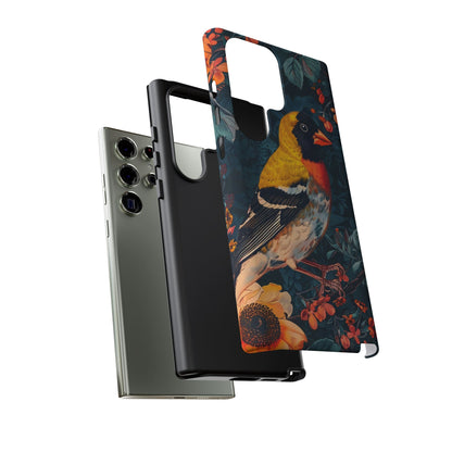 Colorful Bird Phone Case, Floral Phone Cover, Tough Phone Protector, Nature Lover Gift, Botanical Case, Unique Mobile Accessory