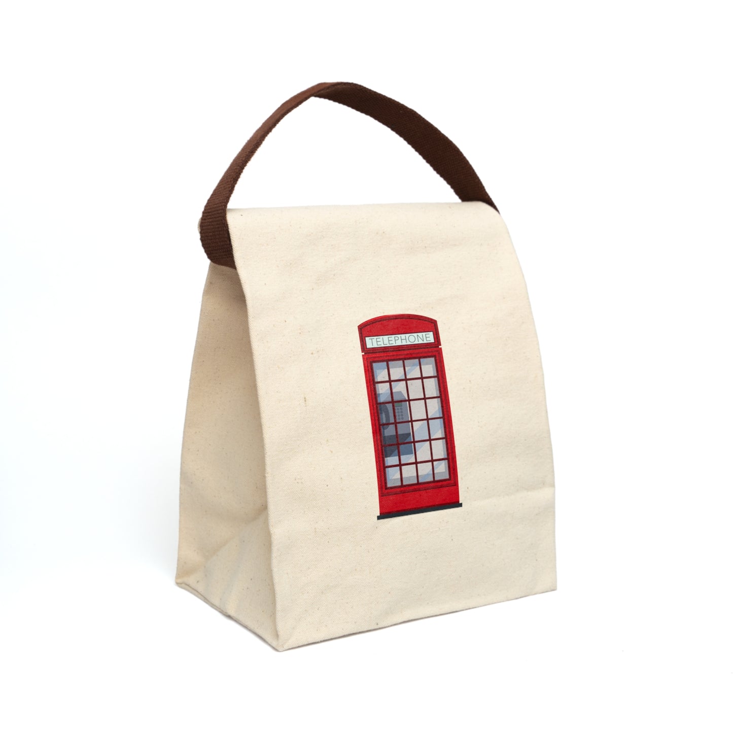 Red Phone Booth Canvas Lunch Bag With Strap