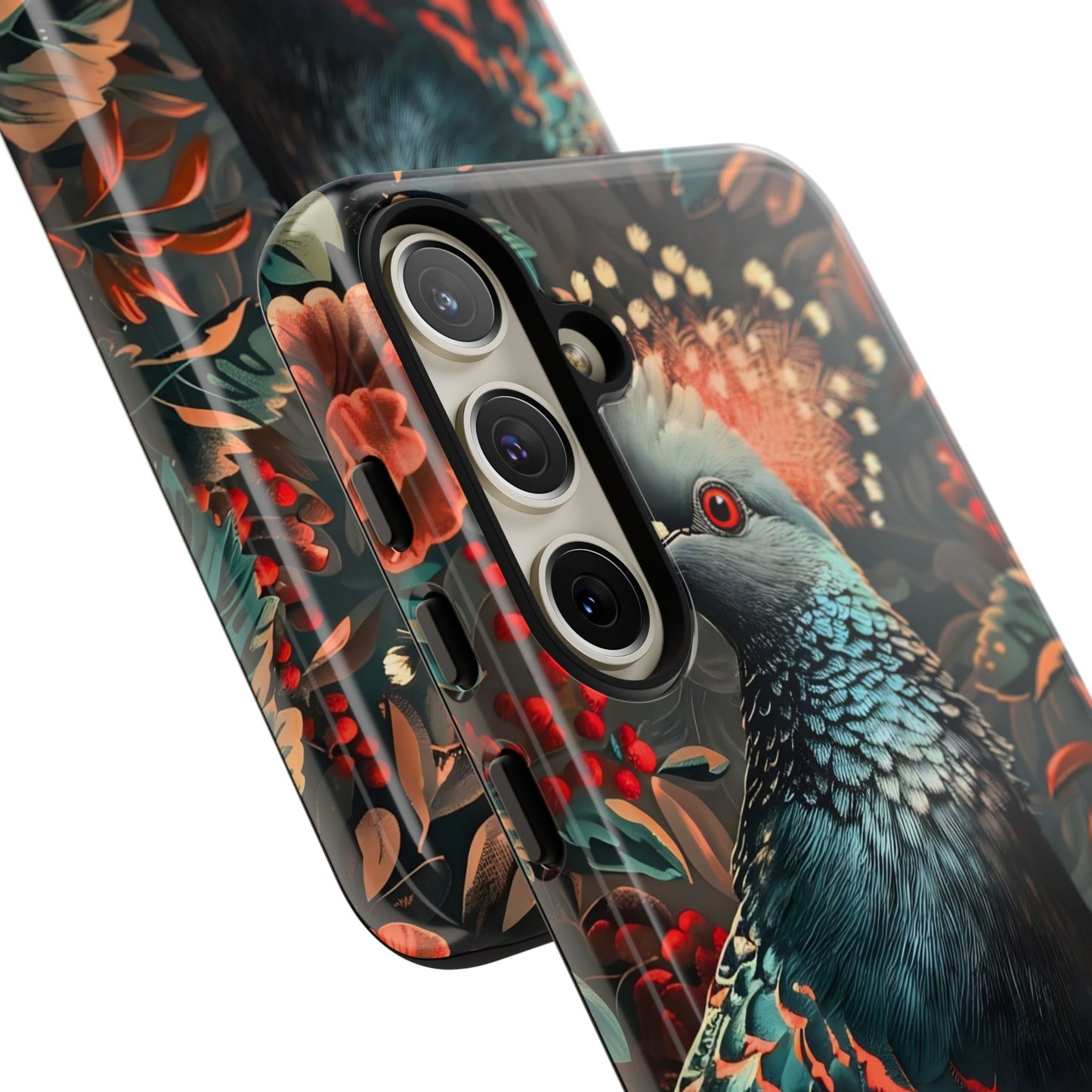 Floral Peacock Phone Case, Tough Cases, Artistic Phone Cover, Unique Gift, Nature Lover Accessory, Protective Case