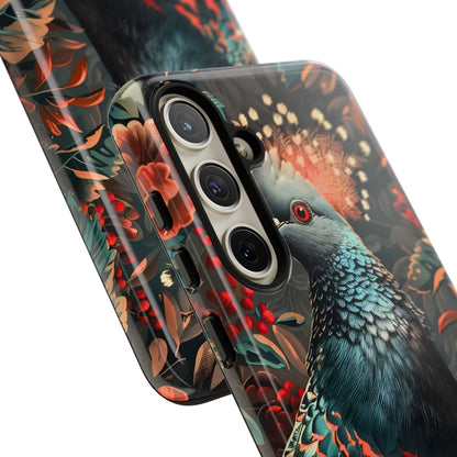 Floral Peacock Phone Case, Tough Cases, Artistic Phone Cover, Unique Gift, Nature Lover Accessory, Protective Case