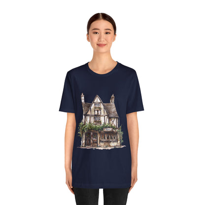 Unisex Jersey Short Sleeve Tee - Cottages & Cobblestones - A British Village Dream
