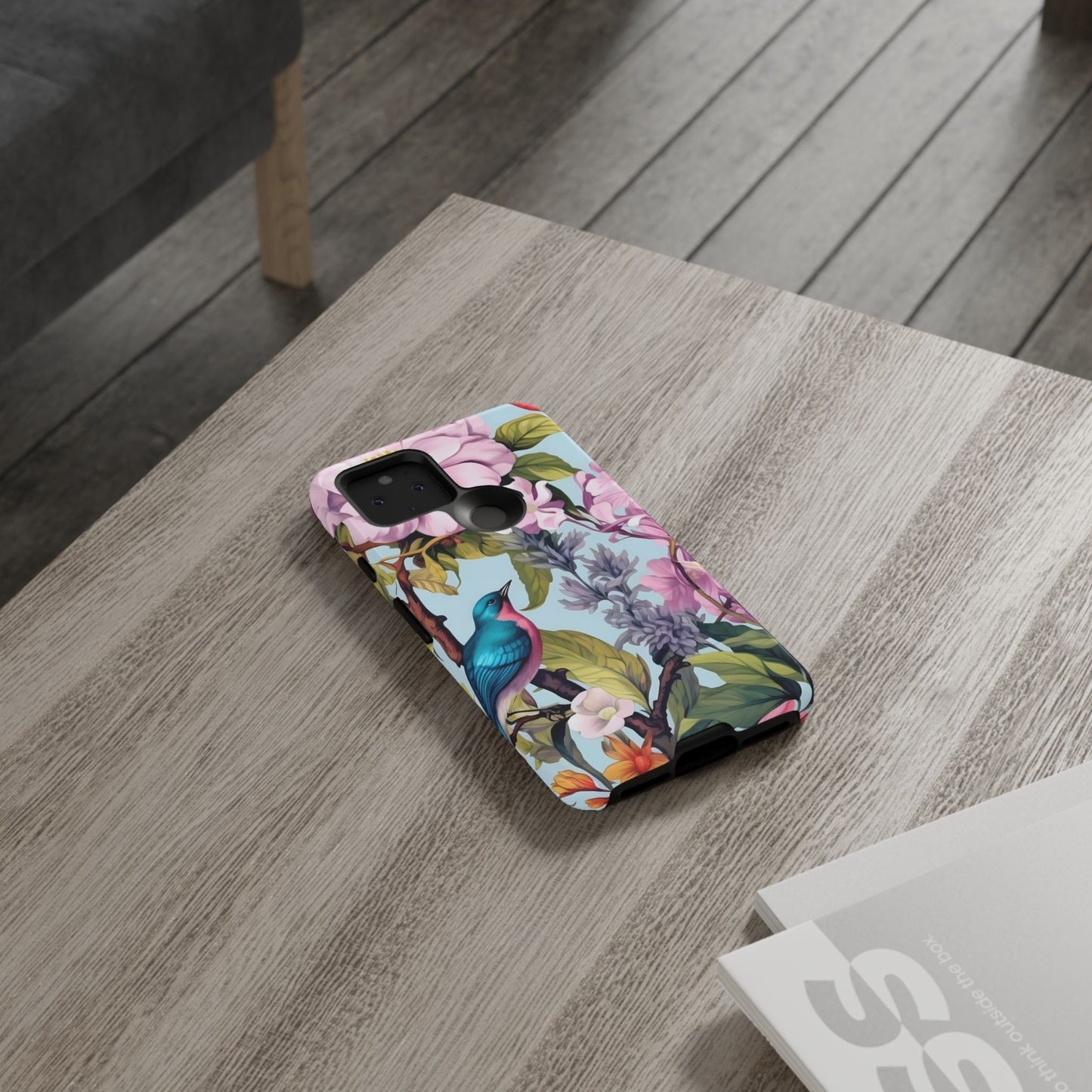 Floral Phone Case with Birds, Tough Cases for Nature Lovers, Stylish Phone Accessories, Unique Gifts for Her, Cute Tech Protector