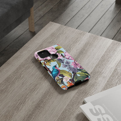 Floral Phone Case with Birds, Tough Cases for Nature Lovers, Stylish Phone Accessories, Unique Gifts for Her, Cute Tech Protector