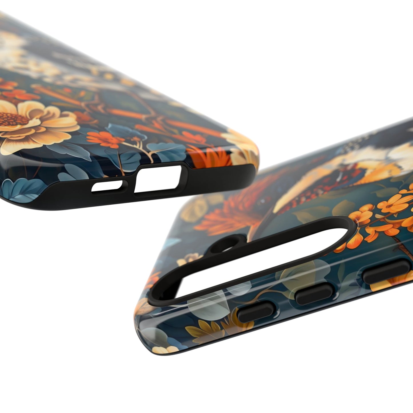 Tough Cases: Floral Bird Phone Case, Vintage Style Cover, Nature Lover Gift, Botanical Design, Spring Inspire Fashion