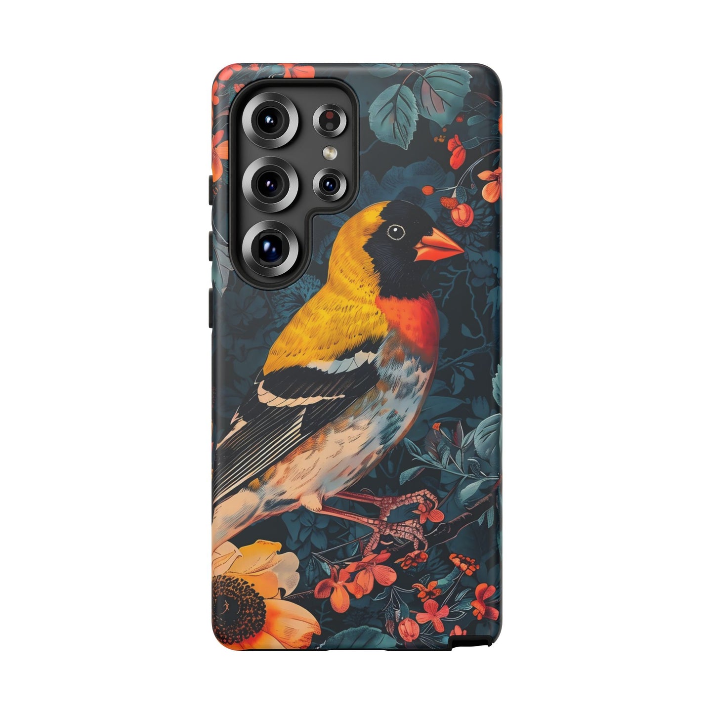 Colorful Bird Phone Case, Floral Phone Cover, Tough Phone Protector, Nature Lover Gift, Botanical Case, Unique Mobile Accessory