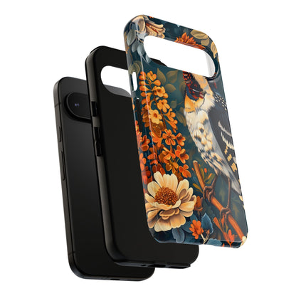 Tough Cases: Floral Bird Phone Case, Vintage Style Cover, Nature Lover Gift, Botanical Design, Spring Inspire Fashion