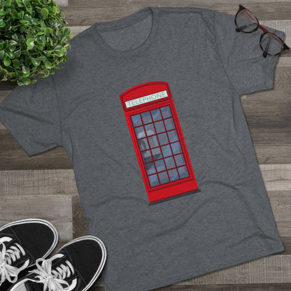 Iconic British Public Telephone - Classic Red Phone Box Unisex Tri-Blend Crew Tee