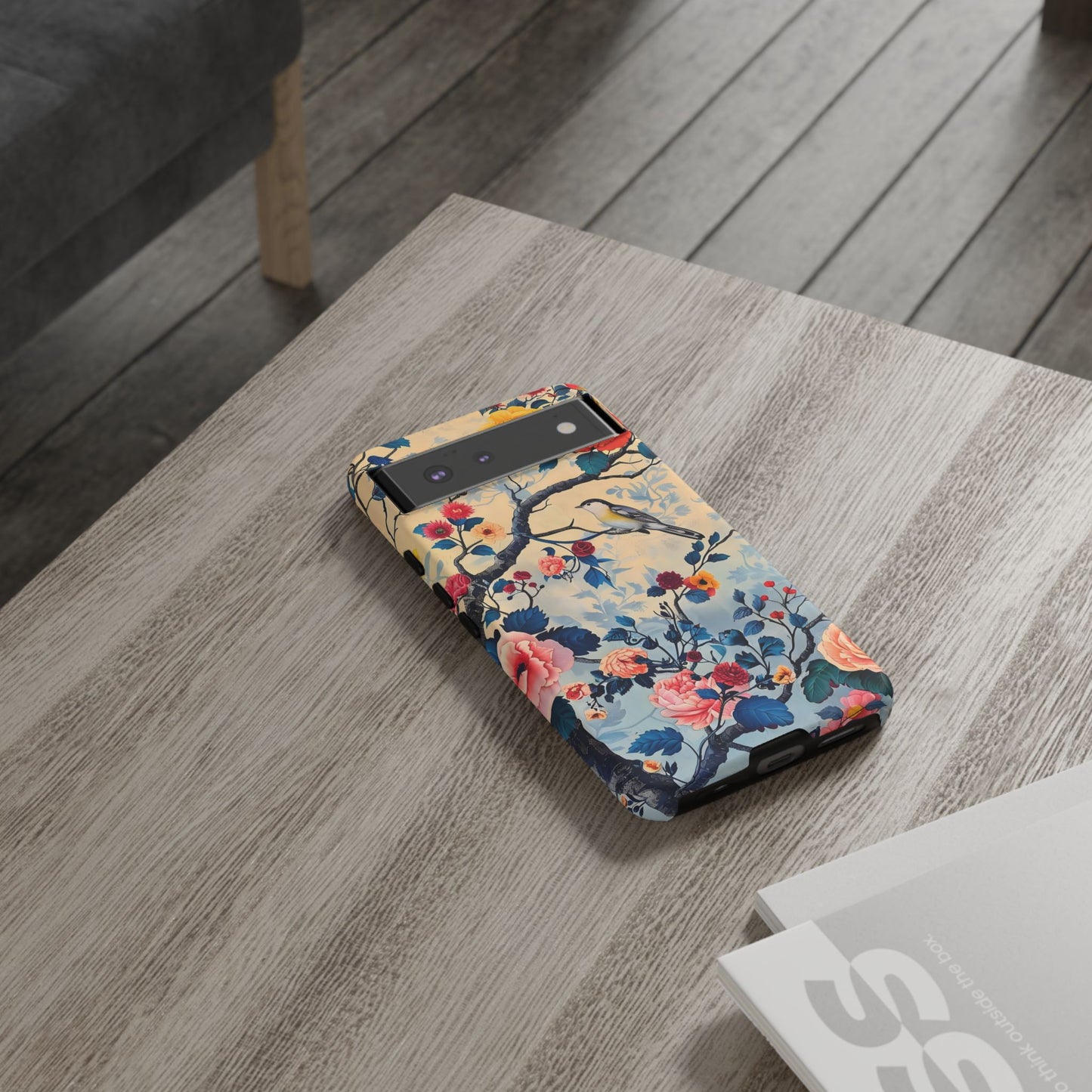 Floral Phone Case, Tough Cases with Bird and Flower Design, Trendy Accessory, Gift for Nature Lovers, Stylish Protection