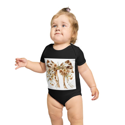 Floral Bow Baby Bodysuit - Adorable Infant Outfit for Celebrations