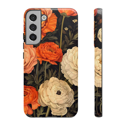 Floral Phone Case with Tough Protection, Blooming Ranunculus Design, Durable Cover, Gift for Flower Lovers, Eco-Friendly Phone Accessory
